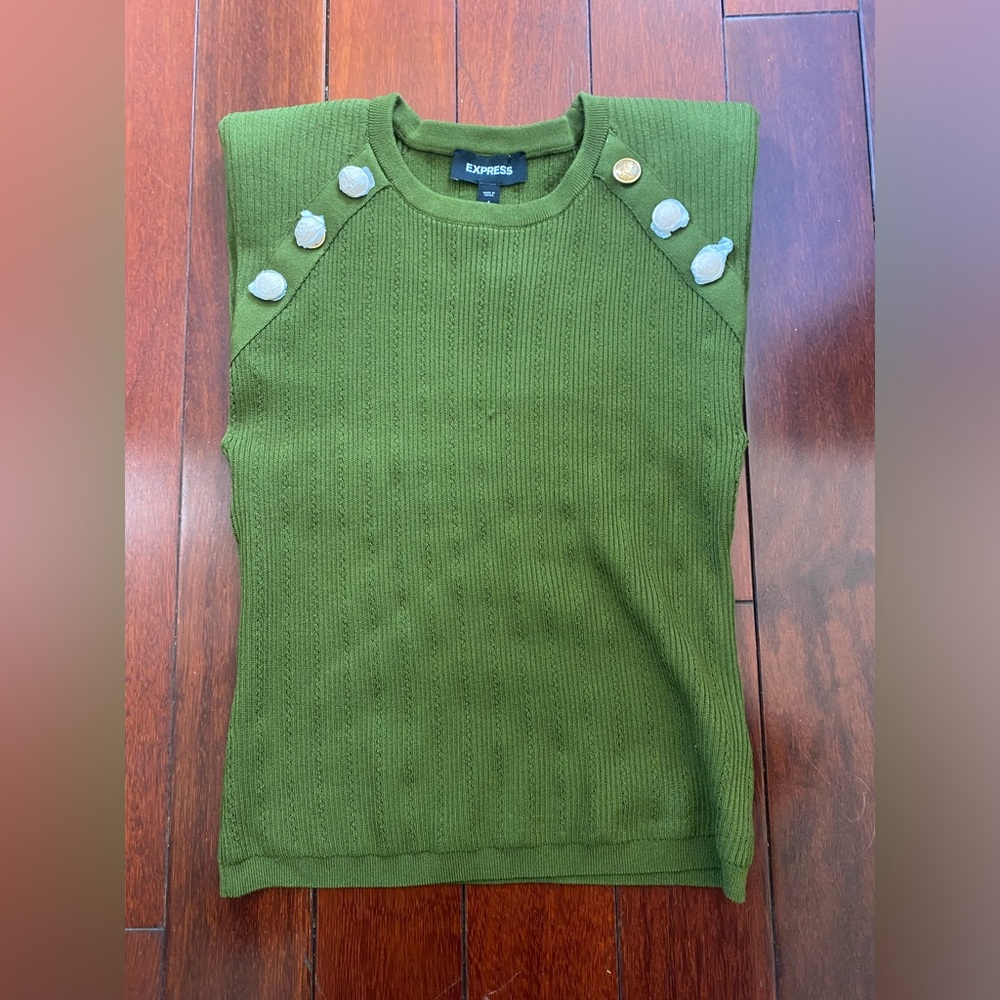 Express Green Sleeveless Sweater